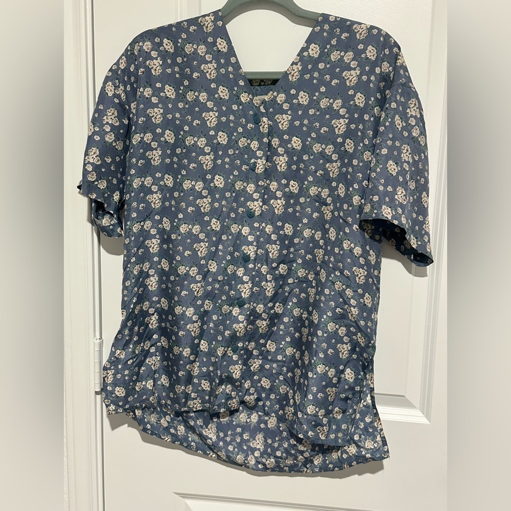 Vintage Silk Exchange pure silk Floral Button Down Shirt